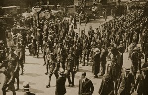 De terugkeer van de London Rifles na schitterende diensten in Frankrijk, 1919